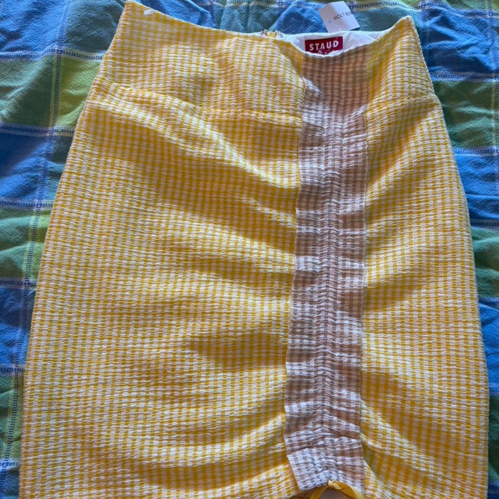 STAUD Yellow and Tan Pencil Skirt NWT